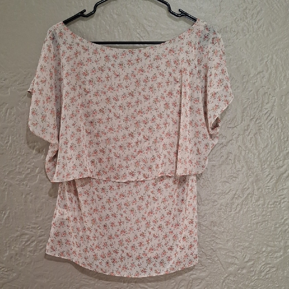 Soprano Cream and Pink Floral Blouse Size M - Picture 6 of 9